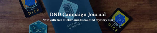 DND Campaign Journal for Players with Free Sticker and Discounted Dice