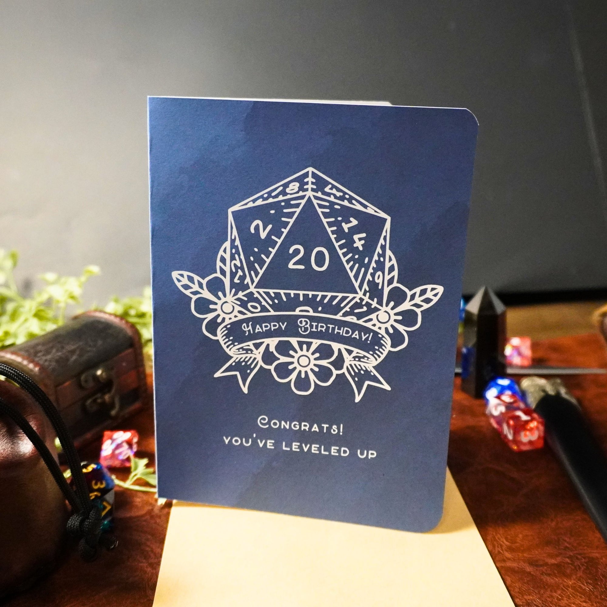 D20 Leveled Up DnD Birthday Card