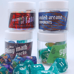 Fragments of Fate: Mystery Dice Bottle Set, 7 RPG Dice Set of 7 Polyhedral with Plastic Bottle and Special Label, for Tabletop Role Playing Games Like Dungeons and Dragons
