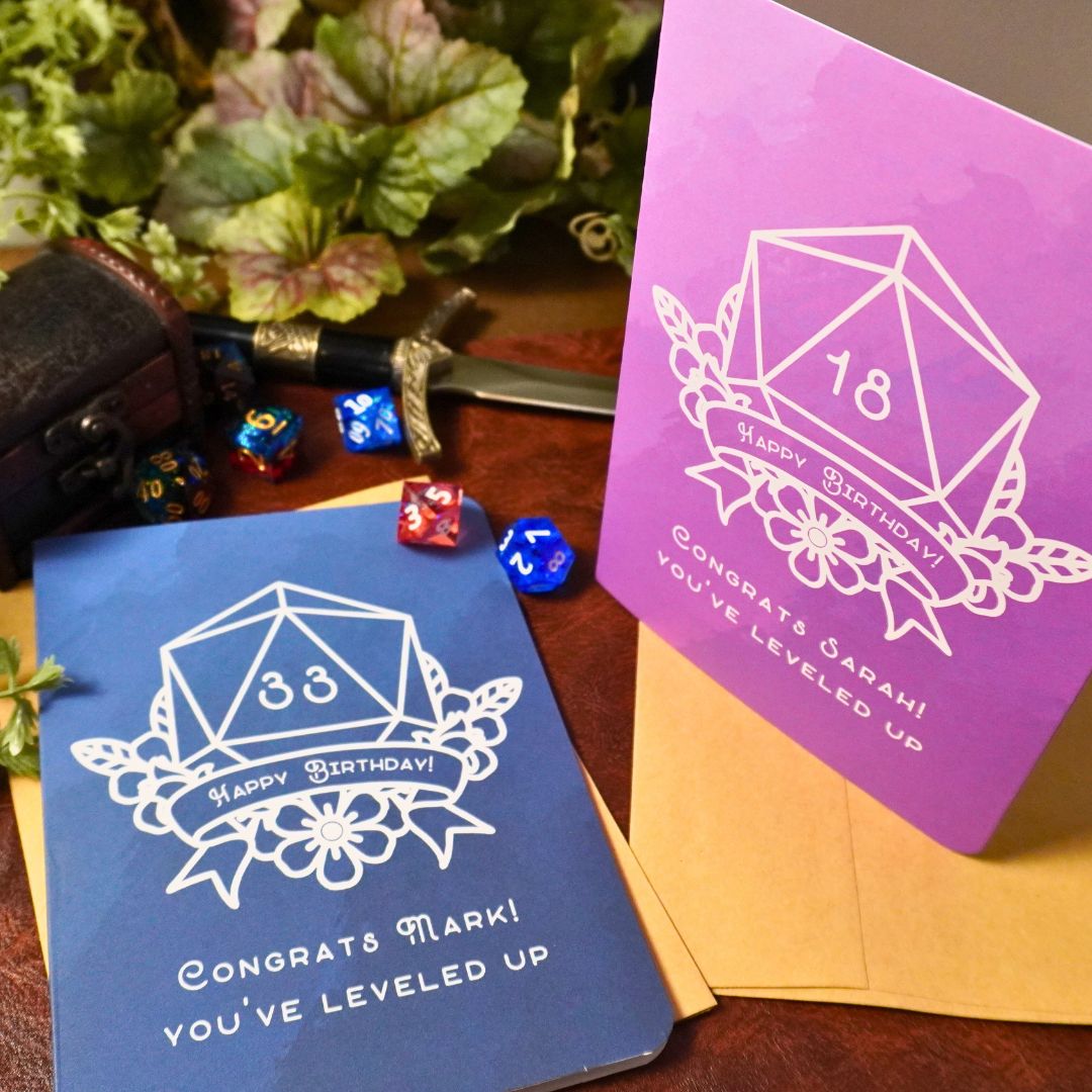 Personalized DnD Leveled Up Birthday Card
