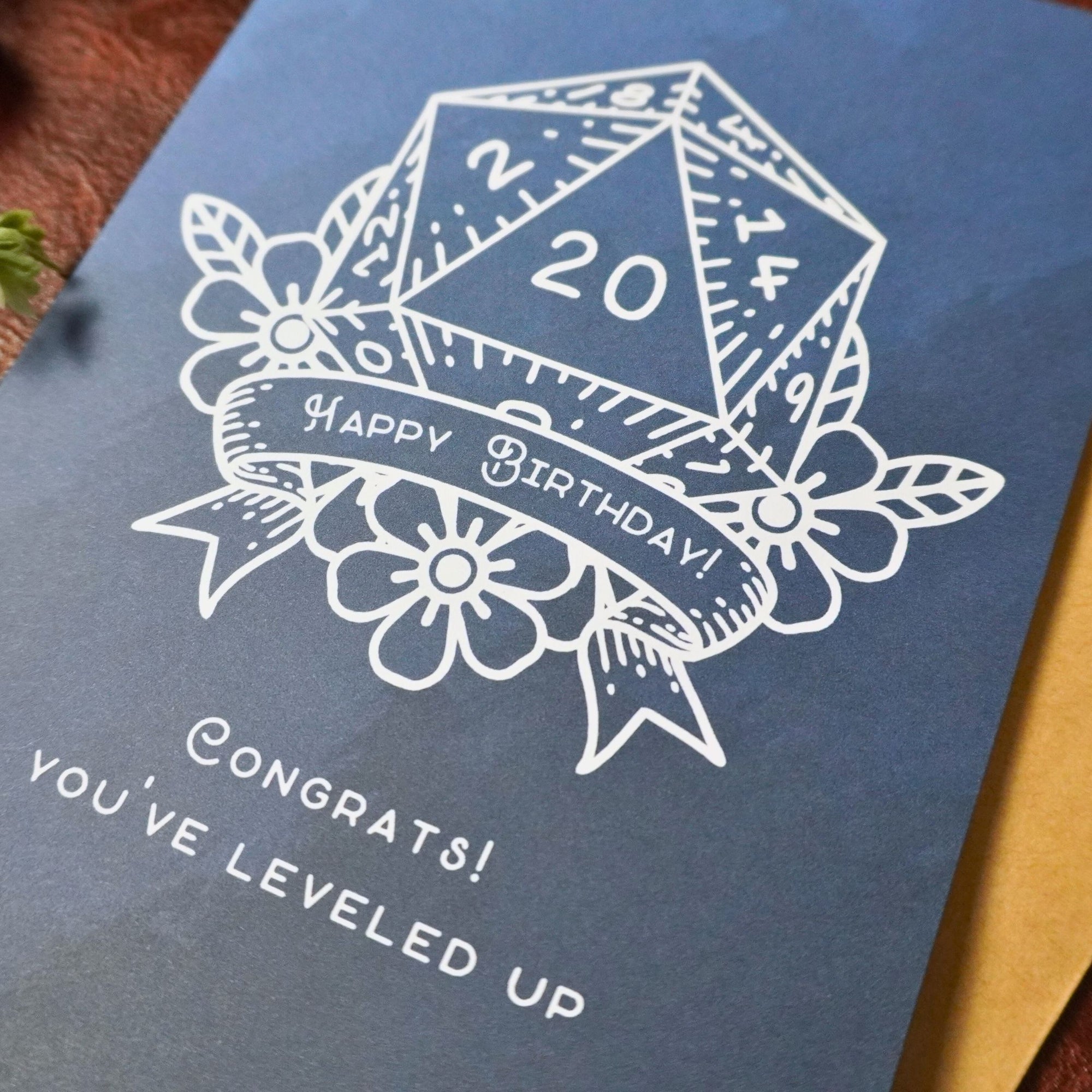 D20 Leveled Up DnD Birthday Card