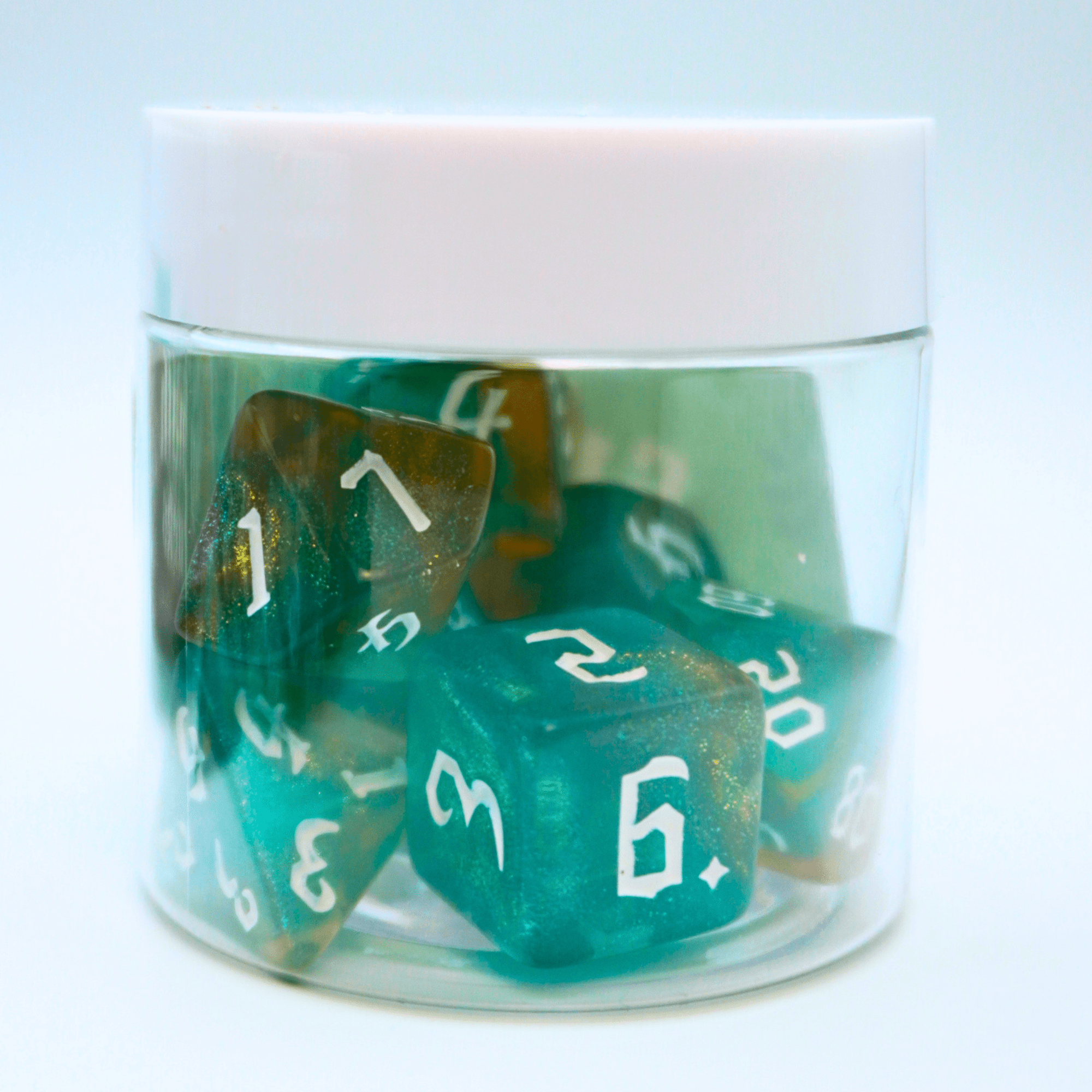 Fragments of Fate: Mystery Dice Bottle Set, 7 RPG Dice Set of 7 Polyhedral with Plastic Bottle and Special Label, for Tabletop Role Playing Games Like Dungeons and Dragons