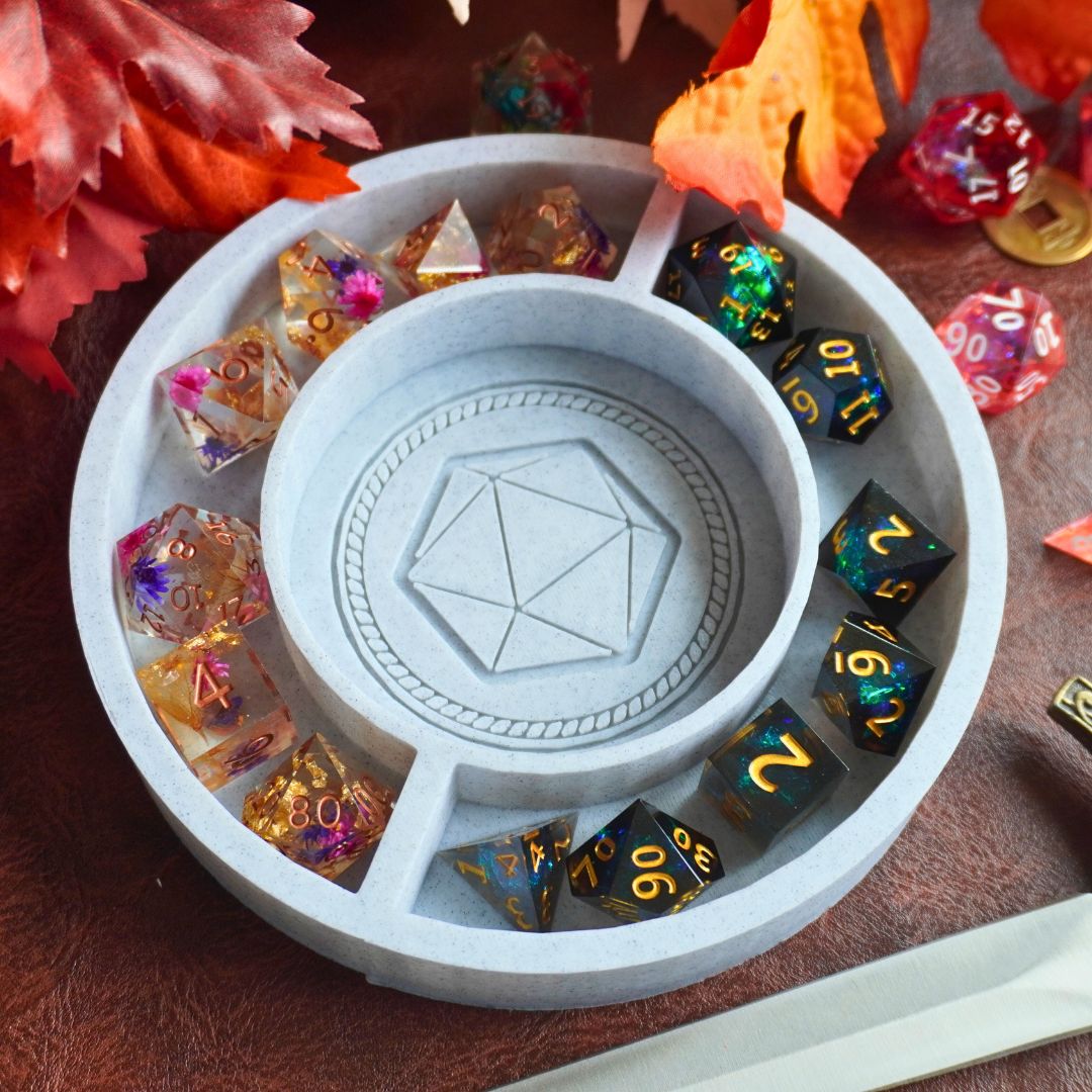 D20 Round DnD Dice Tray