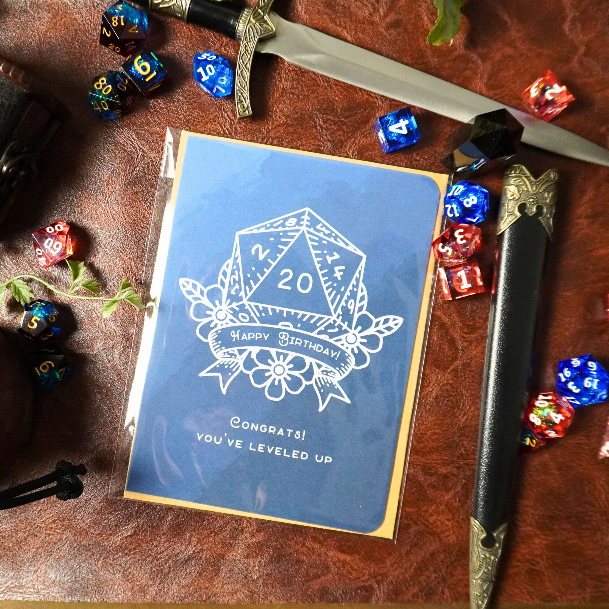 D20 Leveled Up DnD Birthday Card