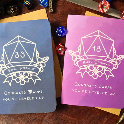 Personalized DnD Leveled Up Birthday Card