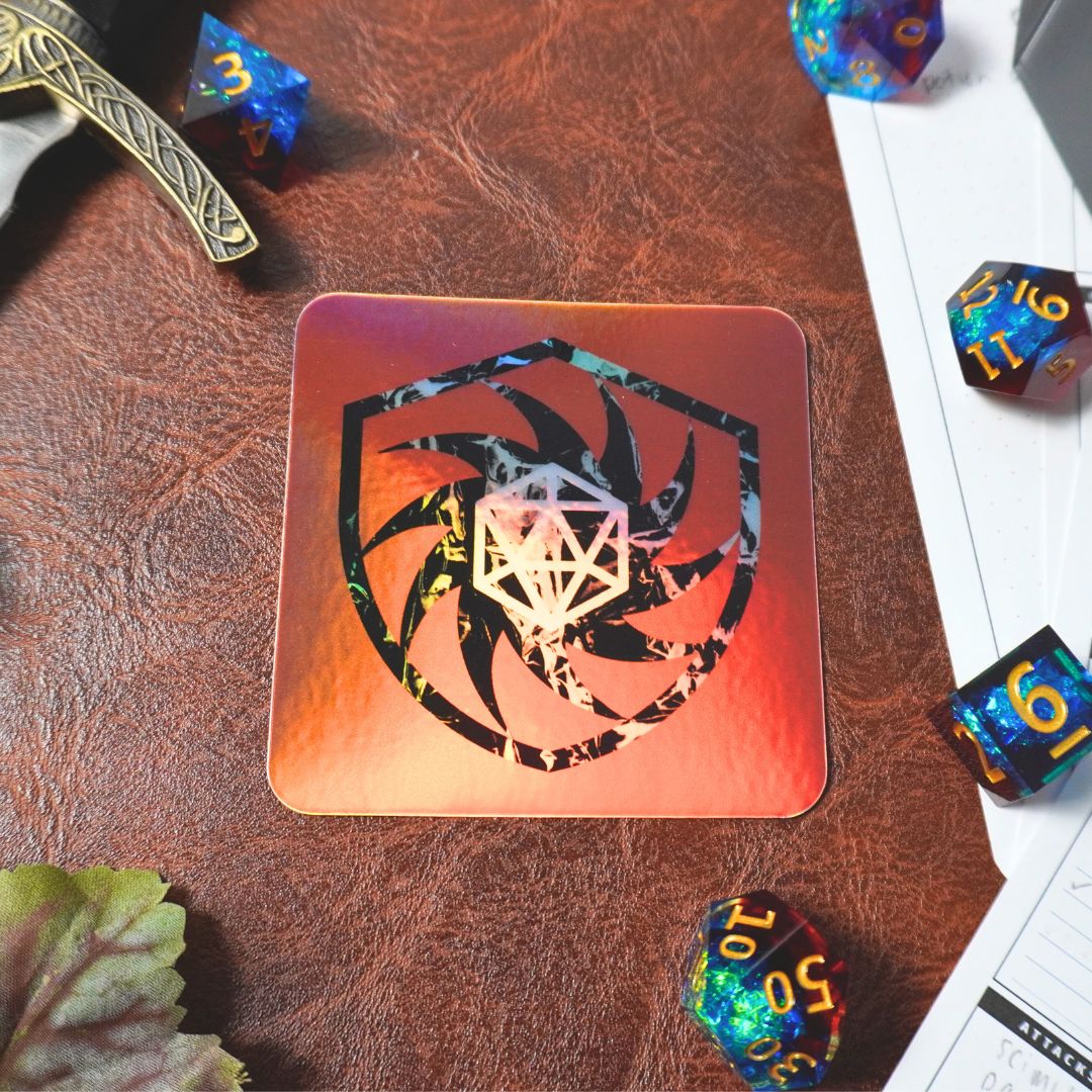 D20 Red Shield Holographic Sticker