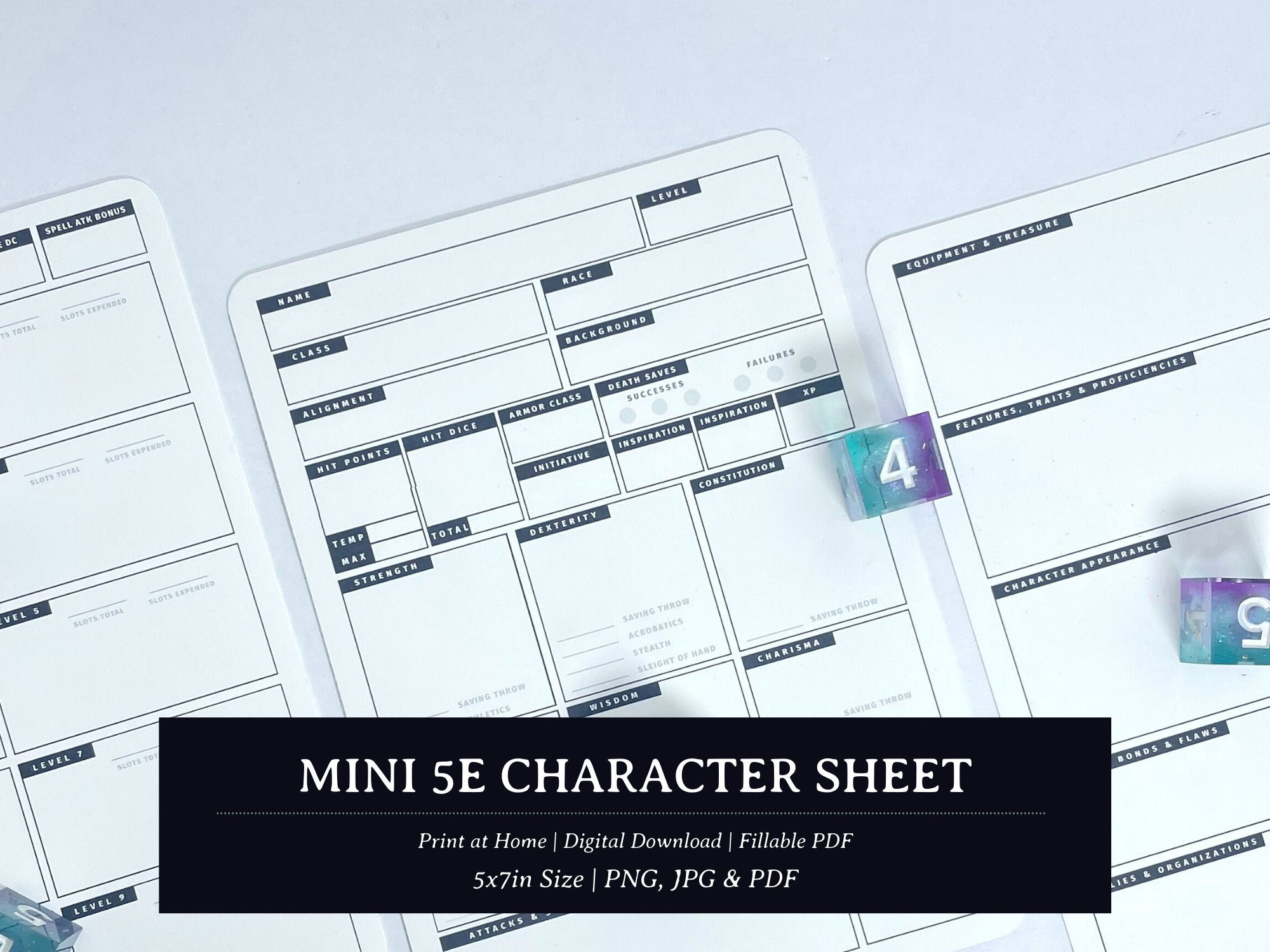 Mini 5e Character Sheets (Digital)