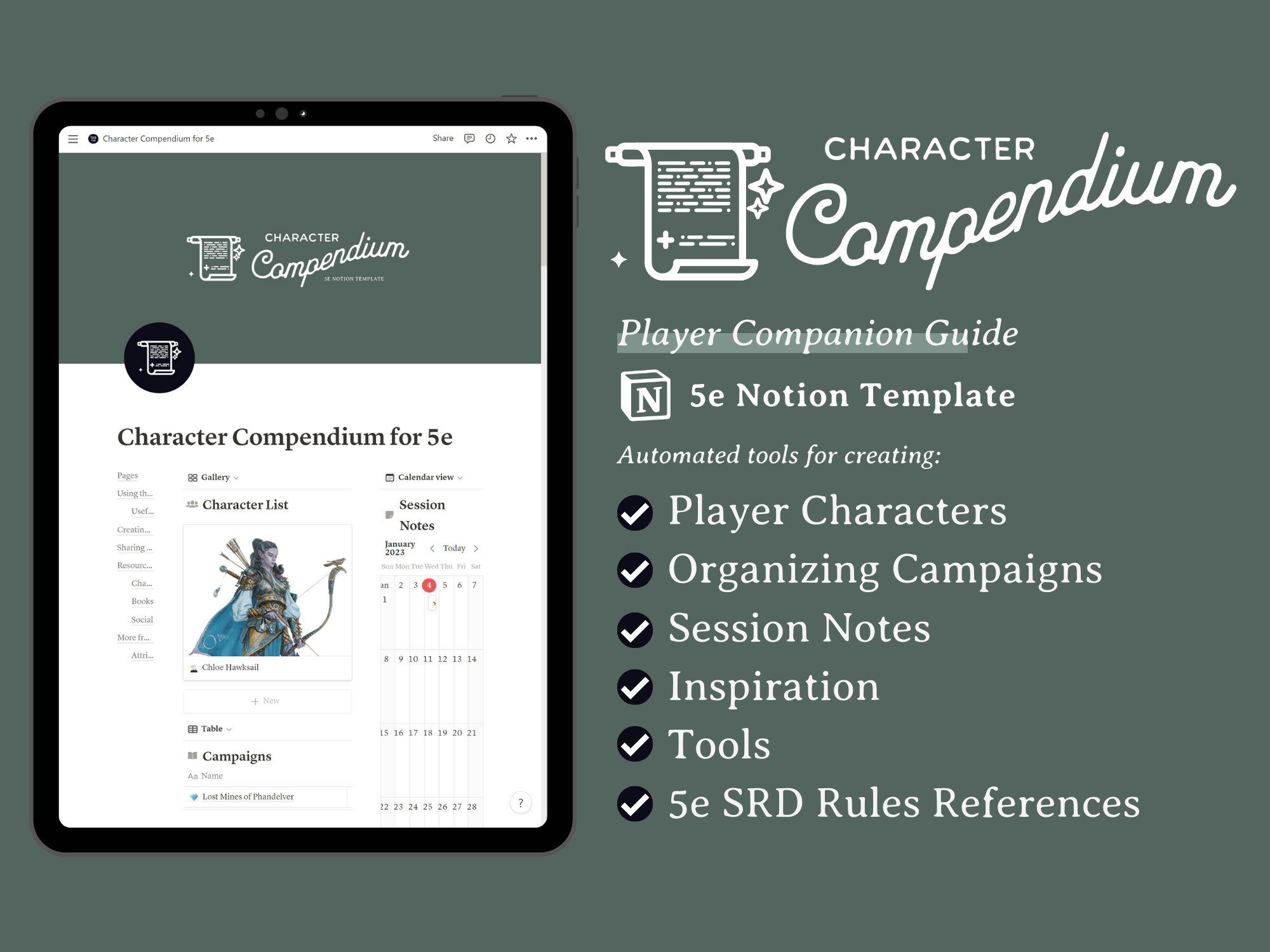 Character Compendium 5e Notion Template