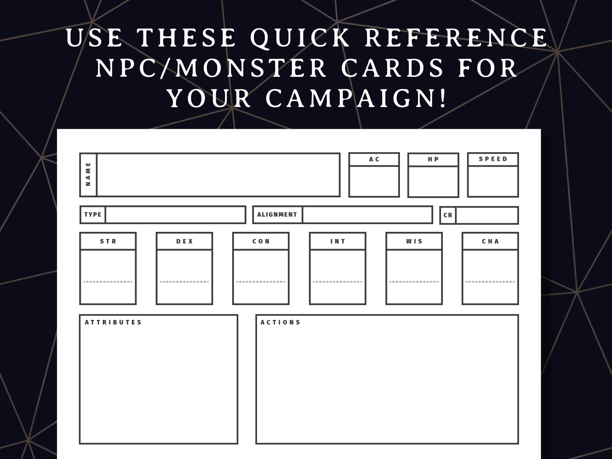 NPC and Monster Cards (5e)