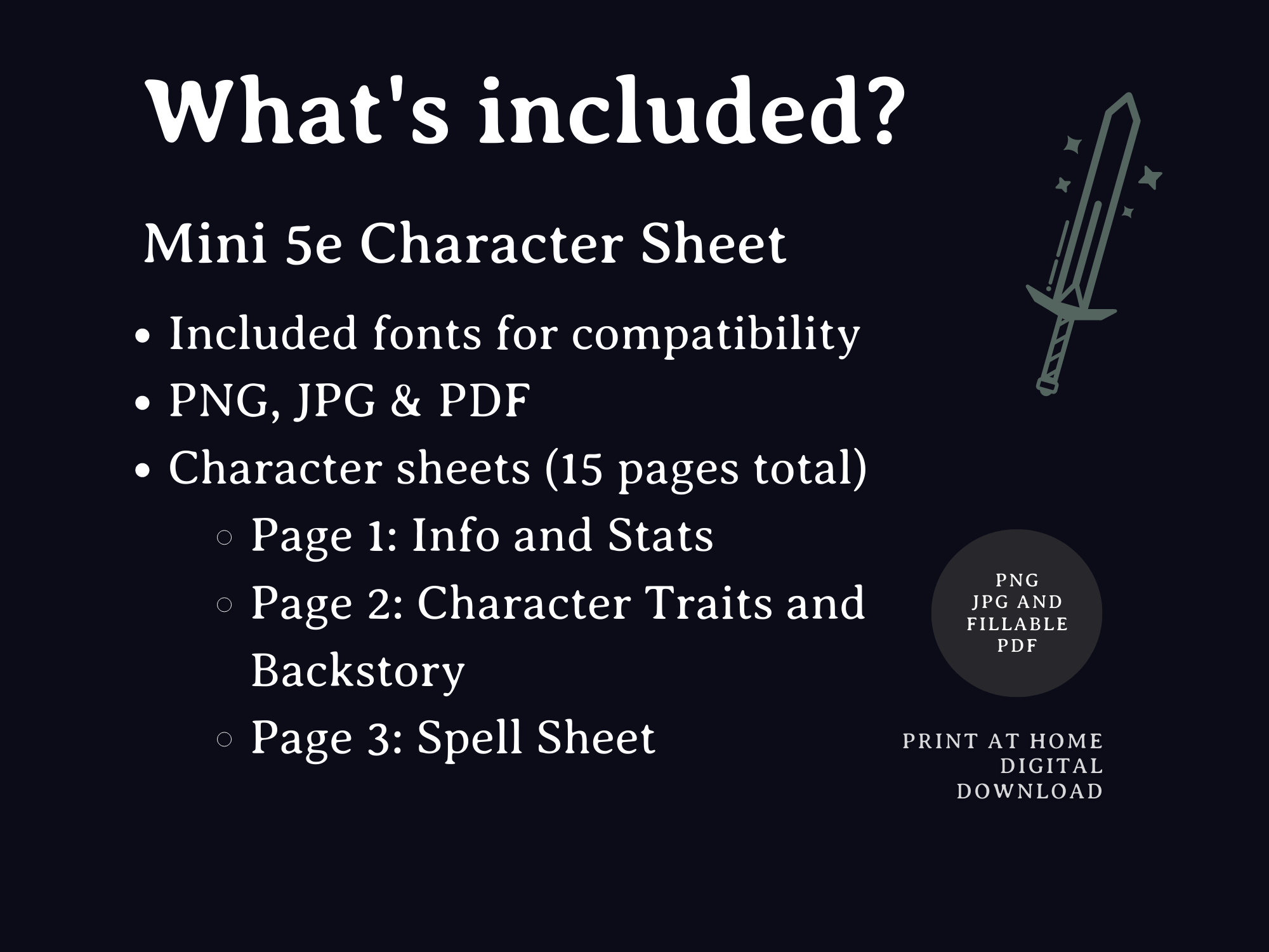 Mini 5e Character Sheets (Digital)