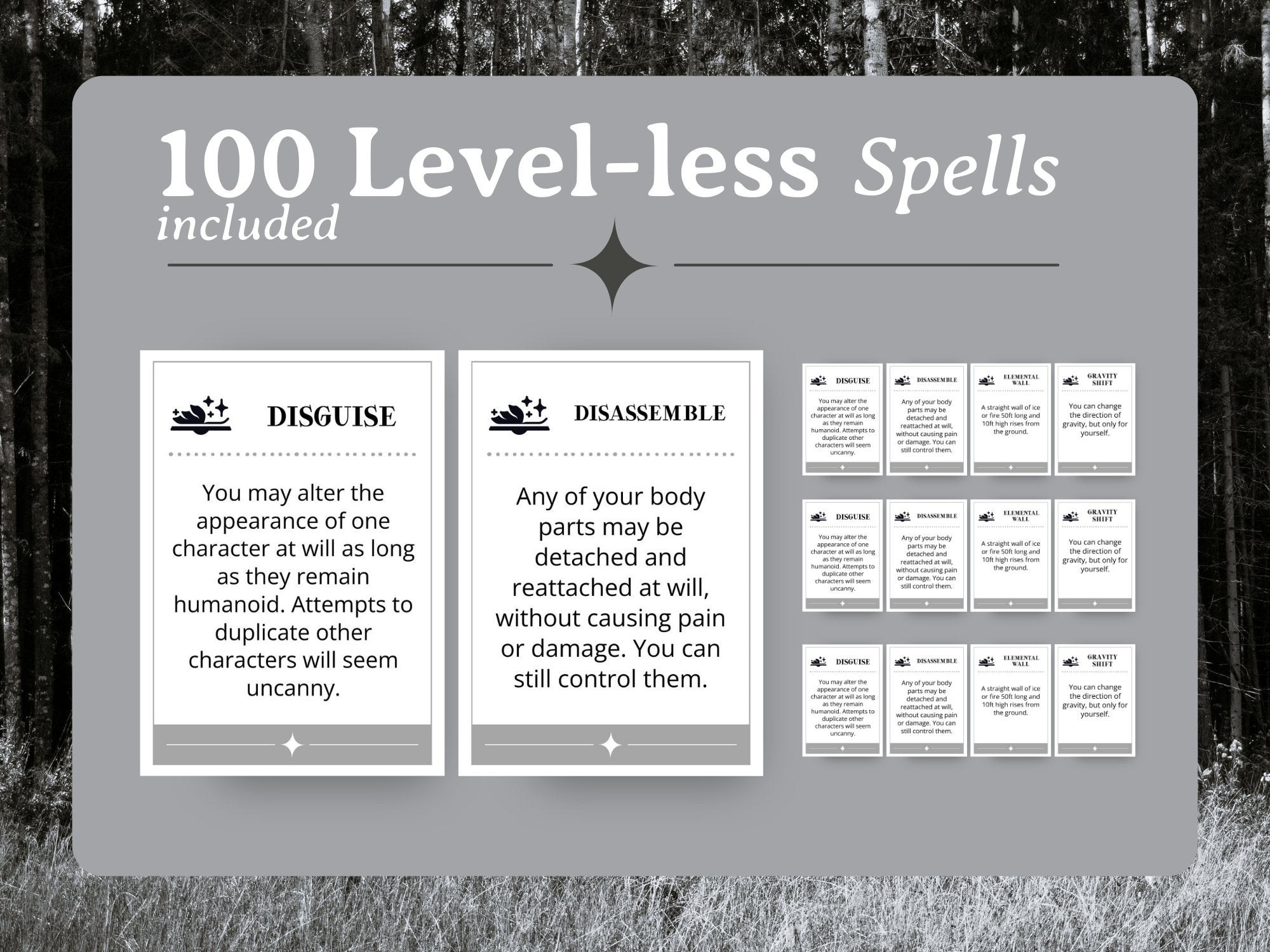 Cairn RPG Spell Cards