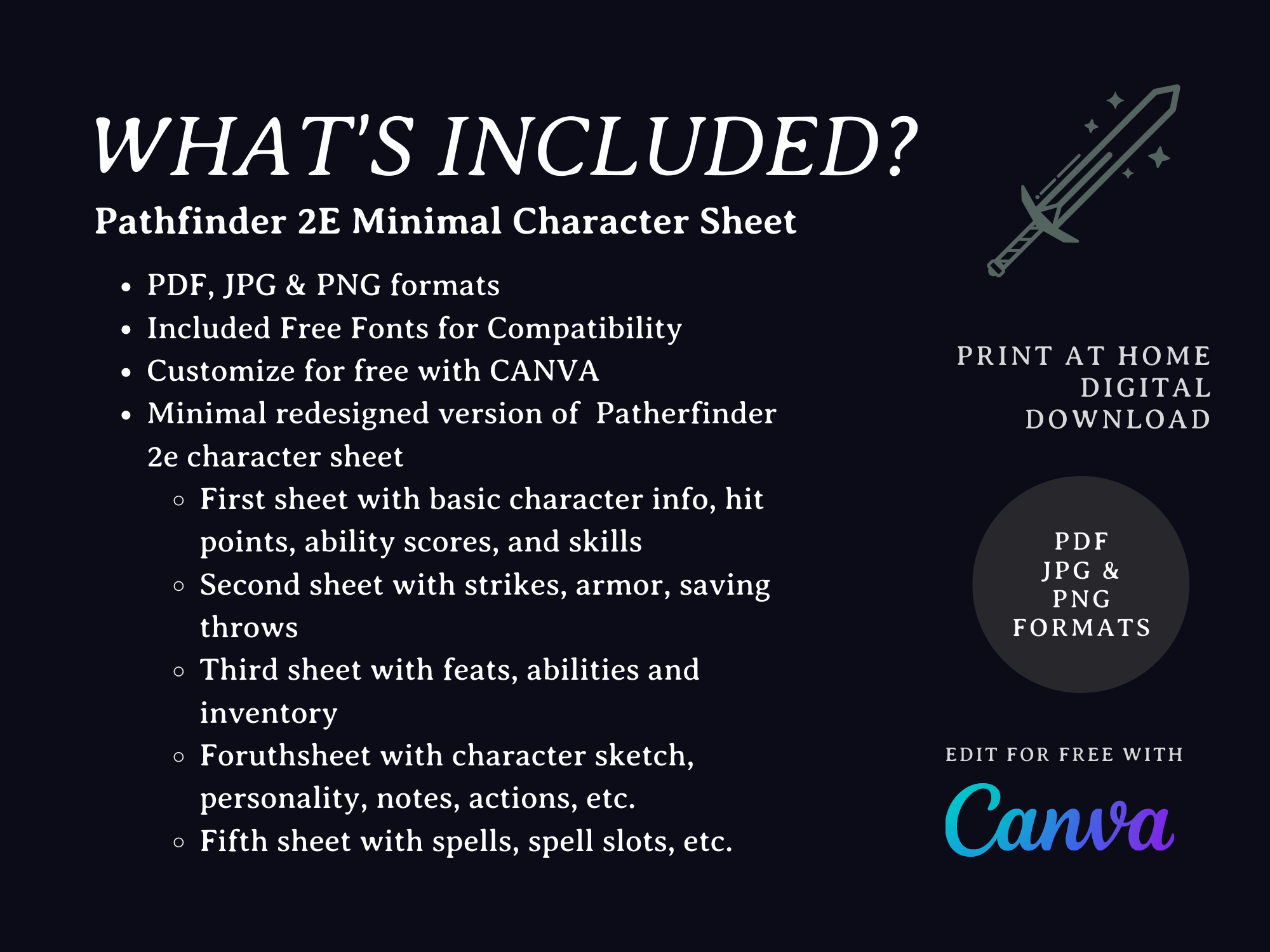 Pathfinder 2e Minimal Character Sheet