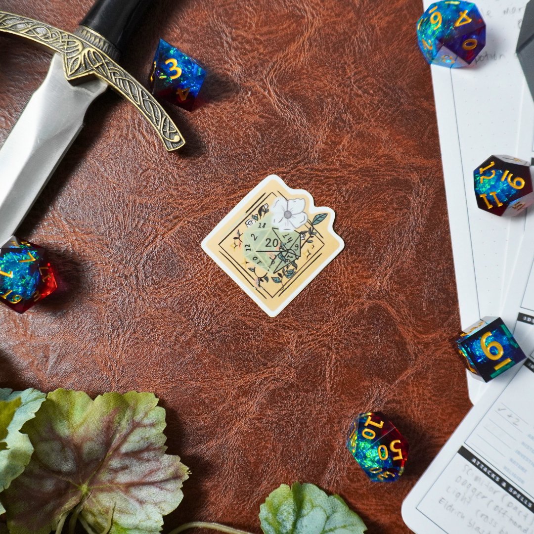D20 Flower Sticker