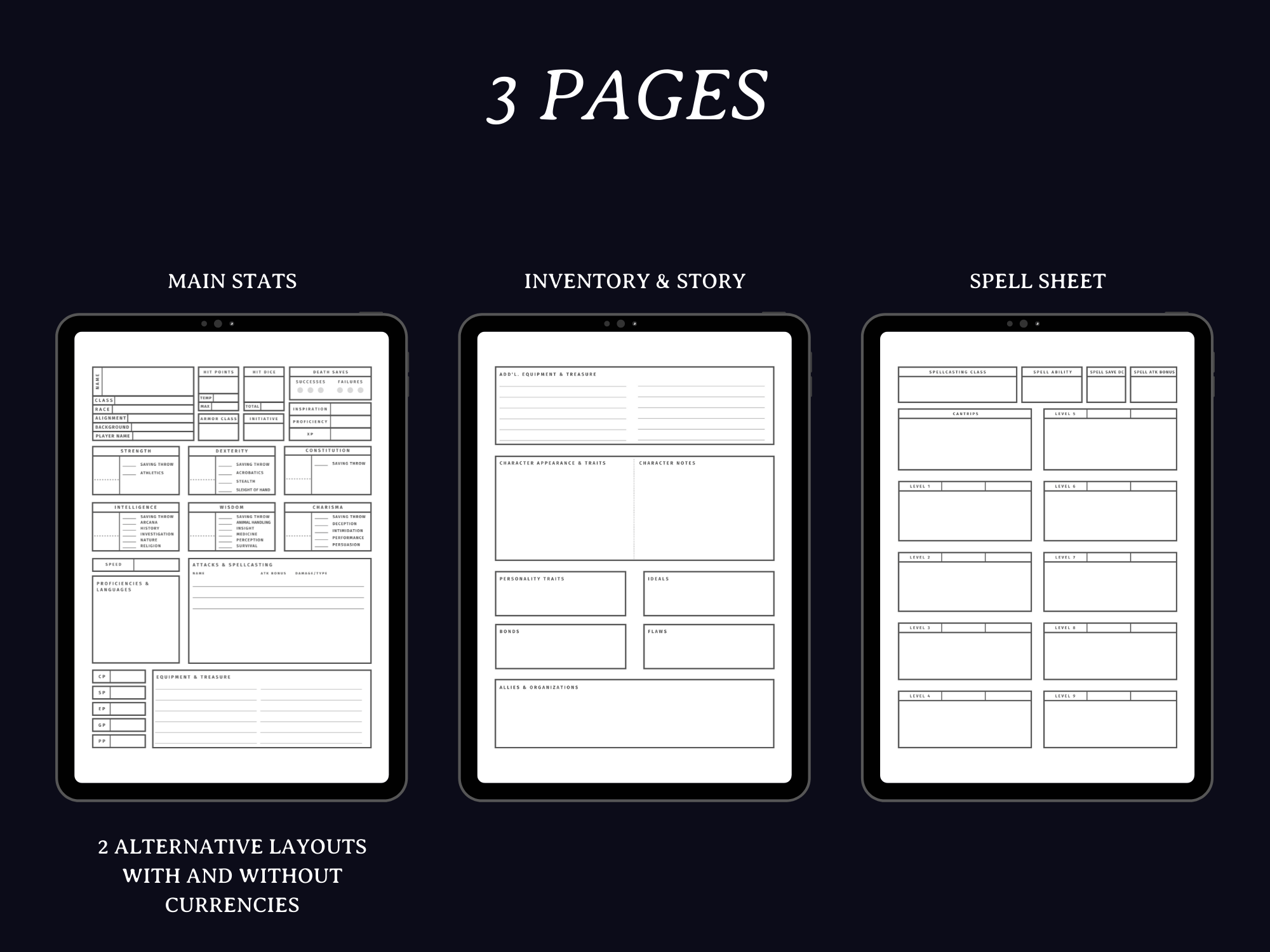 Minimal 5e Character Sheet