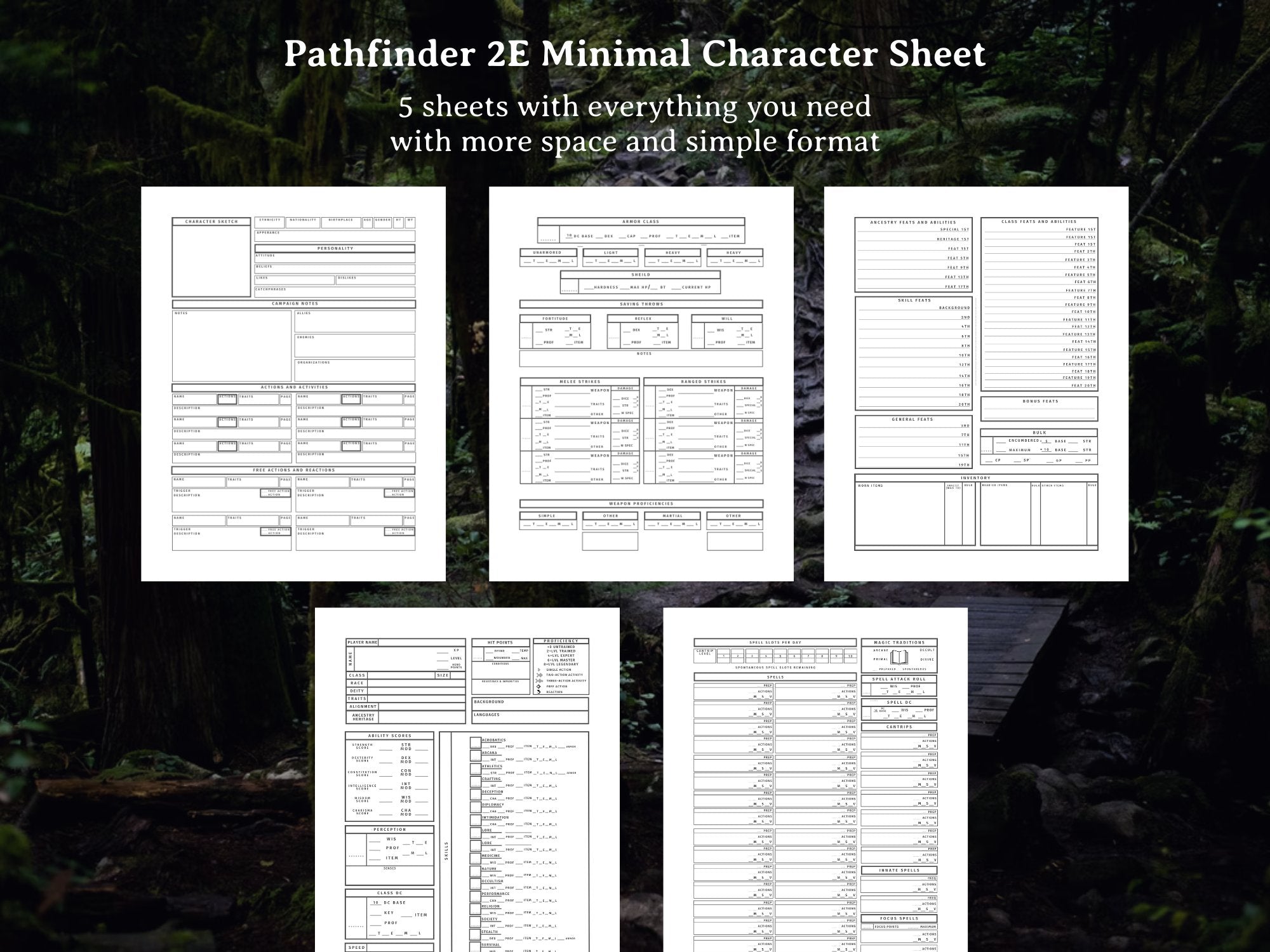 Pathfinder 2e Minimal Character Sheet – Minva Tabletop Design Co