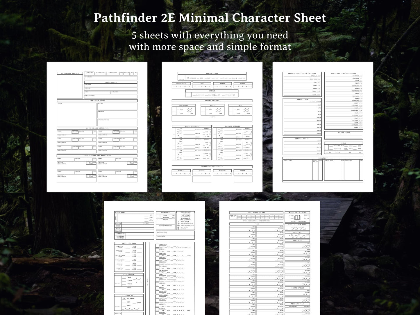 Pathfinder 2e Minimal Character Sheet