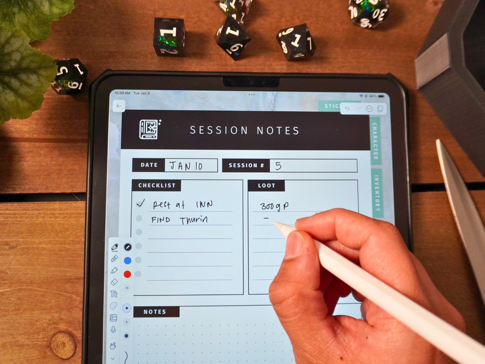 5e D&D Character Journal for Tablets Record of Adventure