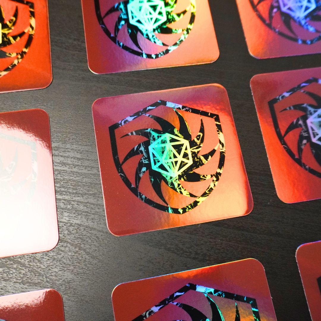 D20 Red Shield Holographic Sticker