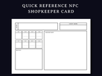 NPC and Monster Cards (5e)