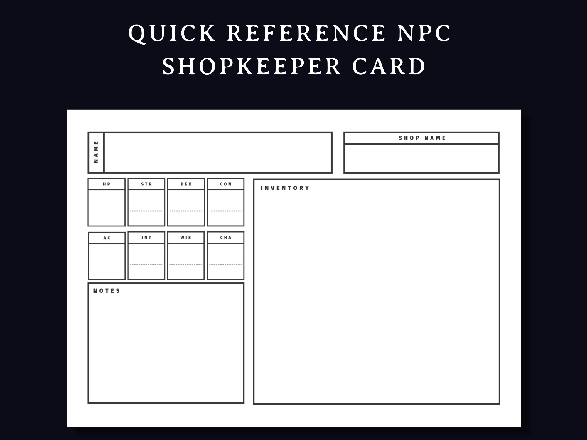 NPC and Monster Cards (5e)