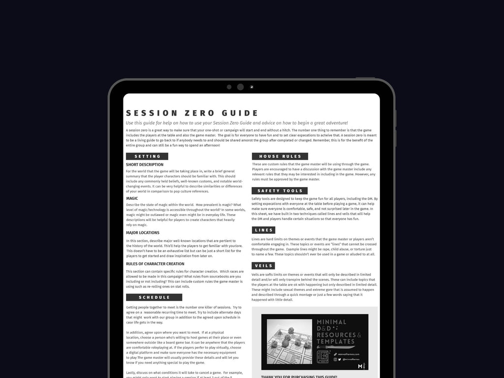 Session Zero Guide (5e)