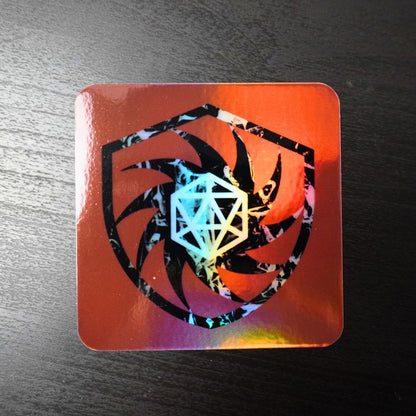 D20 Red Shield Holographic Sticker