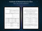 Pathfinder 2e Minimal Character Sheet