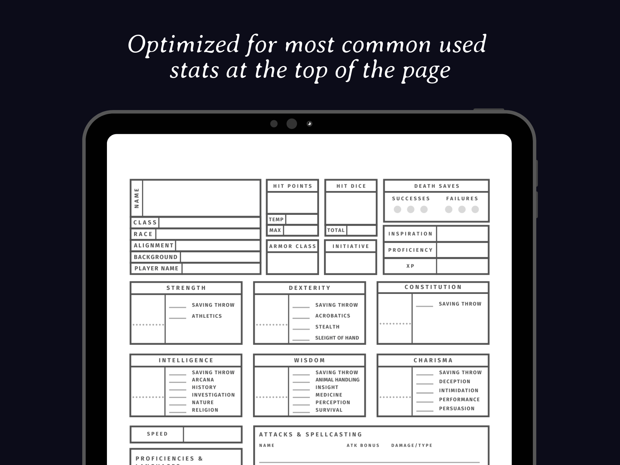 Minimal 5e Character Sheet