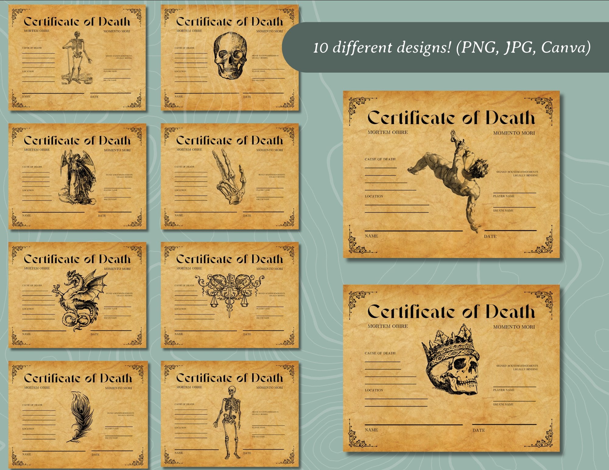 Character Death Certificates
