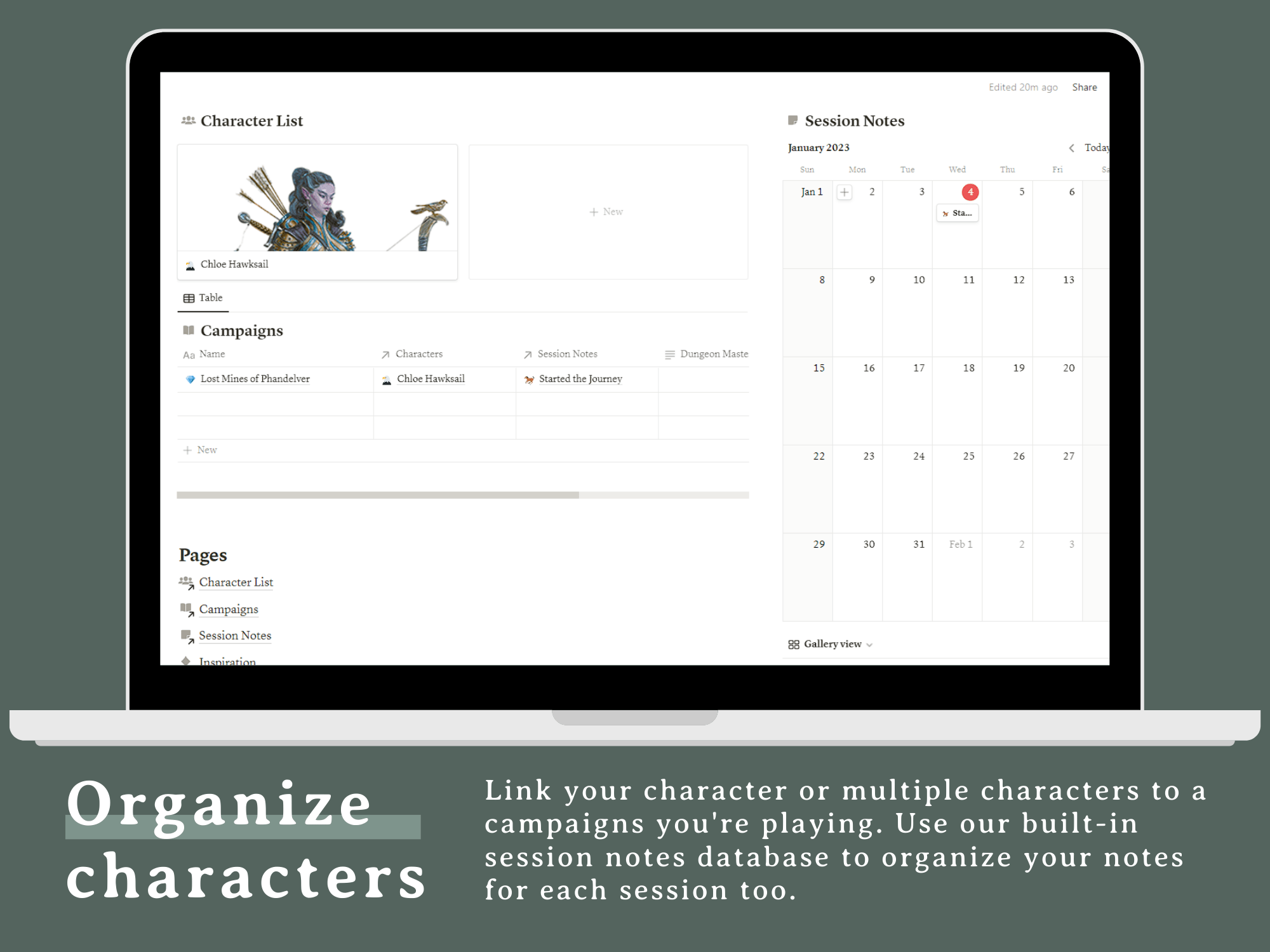 Character Compendium 5e Notion Template