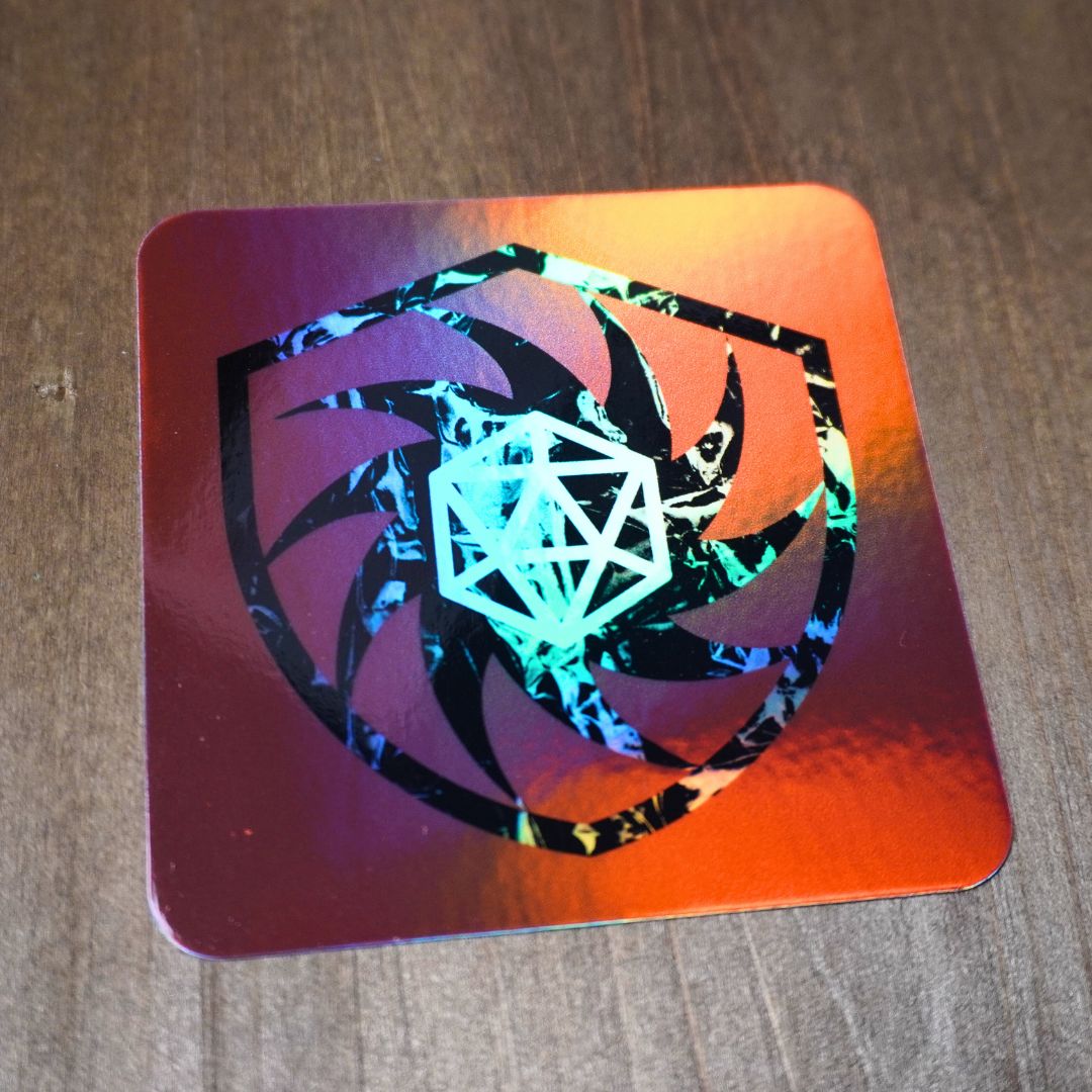 D20 Red Shield Holographic Sticker