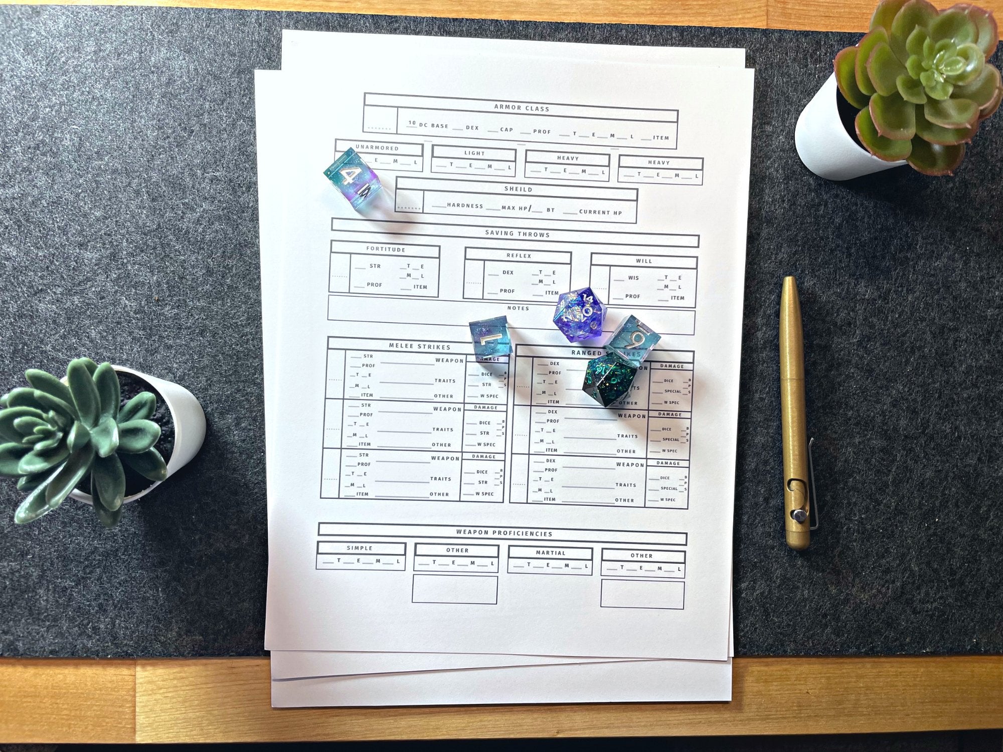 Pathfinder 2e Minimal Character Sheet