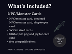 NPC and Monster Cards (5e)