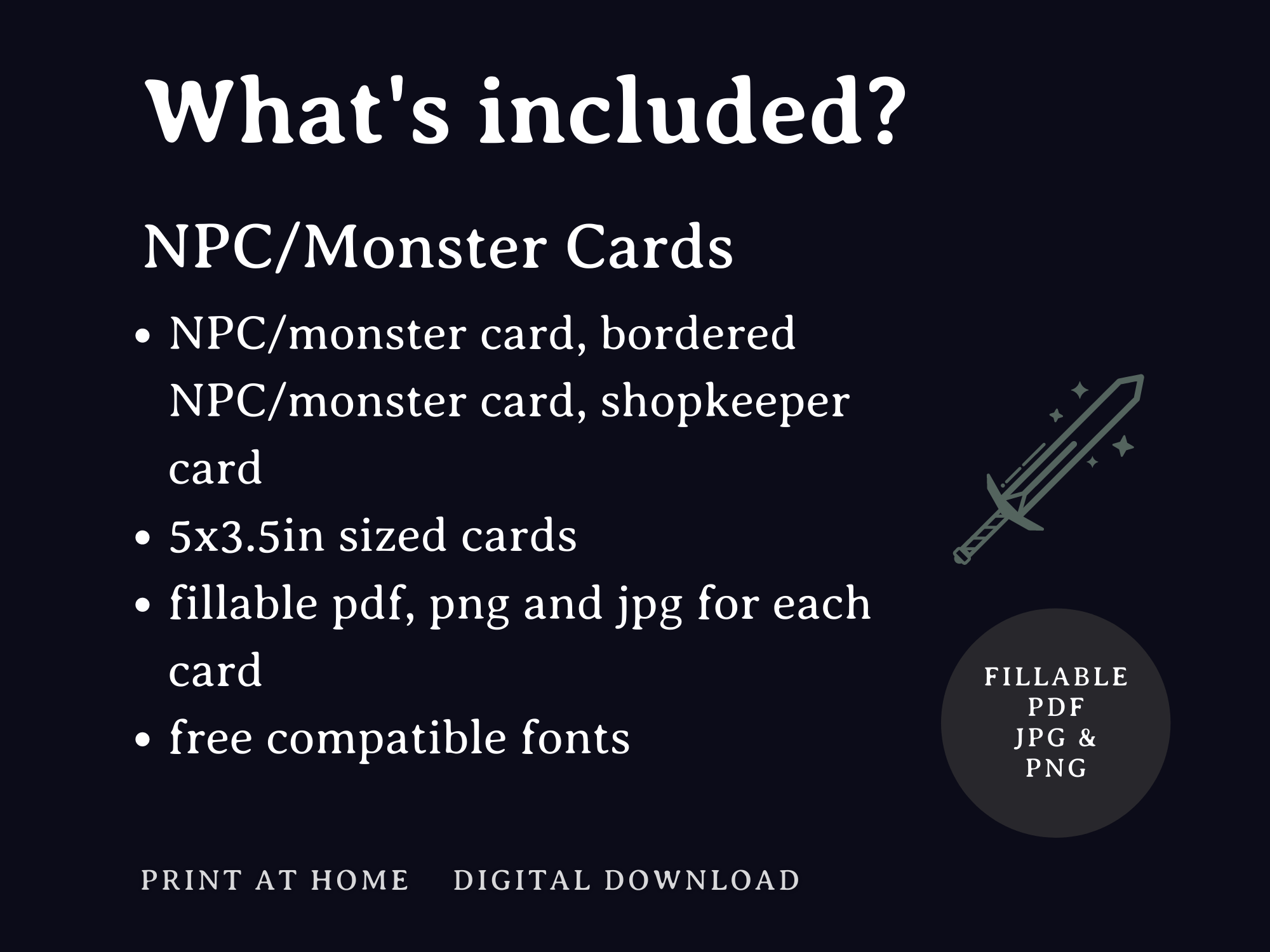 NPC and Monster Cards (5e)