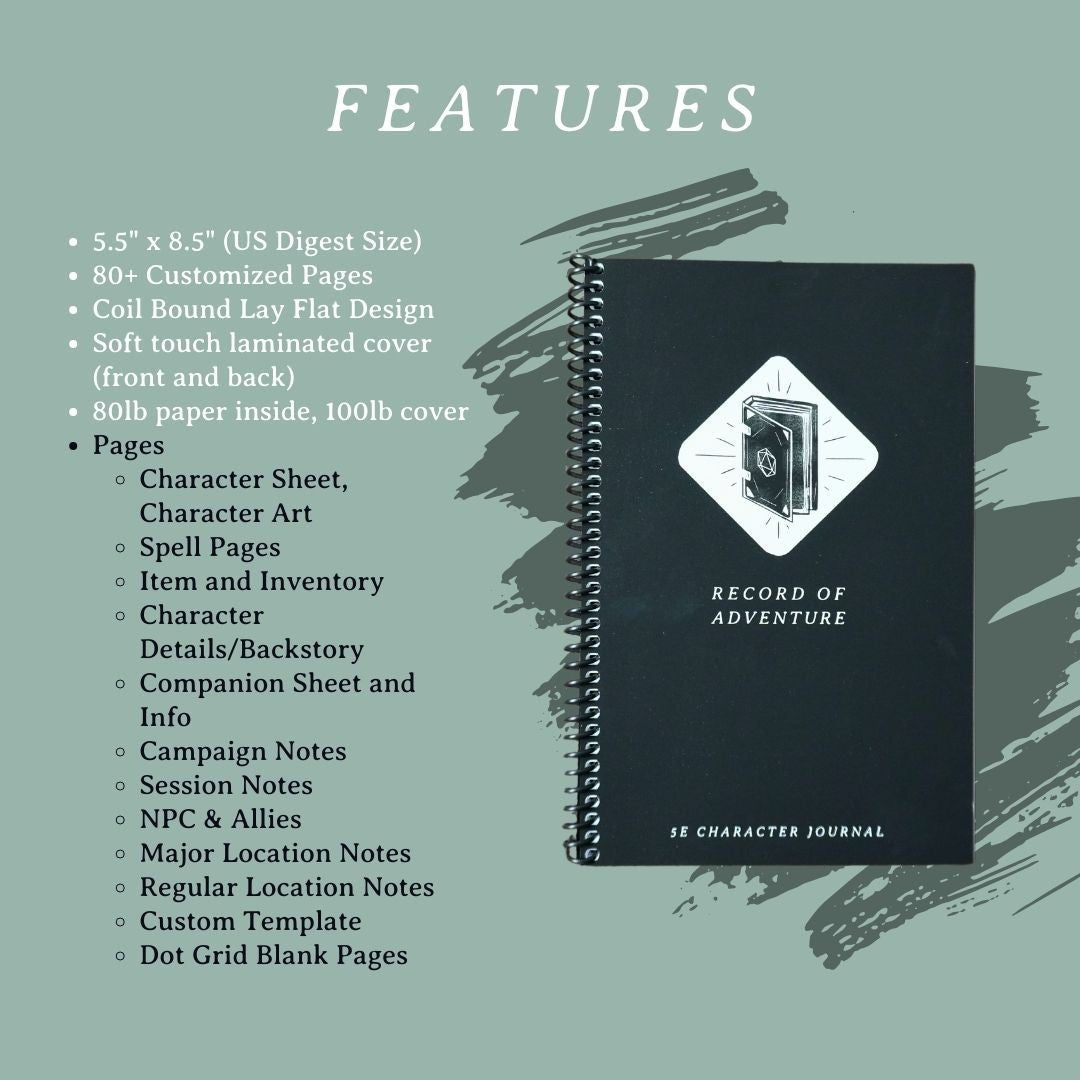 Record of Adventure 5e Player Campaign Journal for Dungeons and Dragons (D&D)