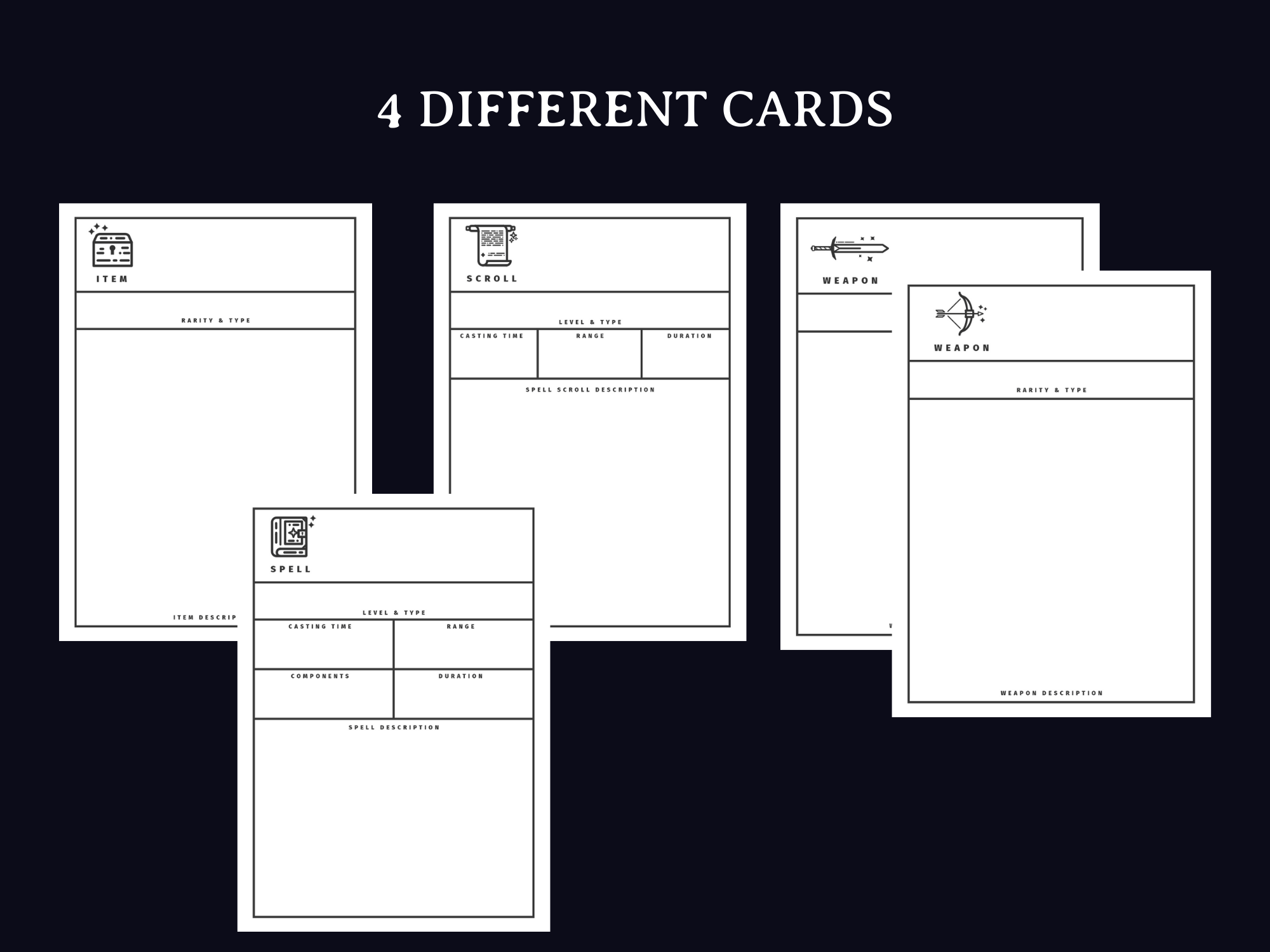 Minimal Spell and Item Cards (5e)