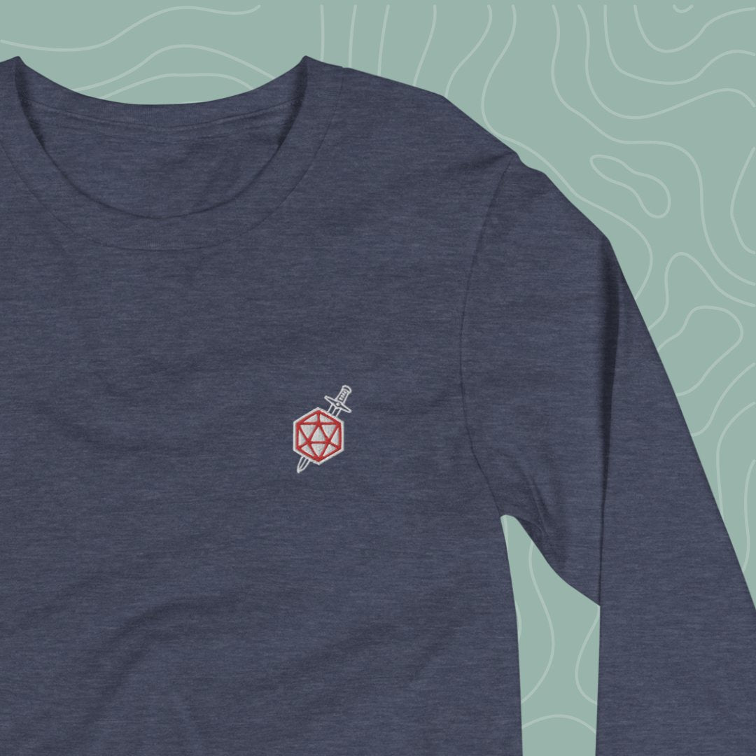 D20 Dagger Long Sleeve Tee Embroidered